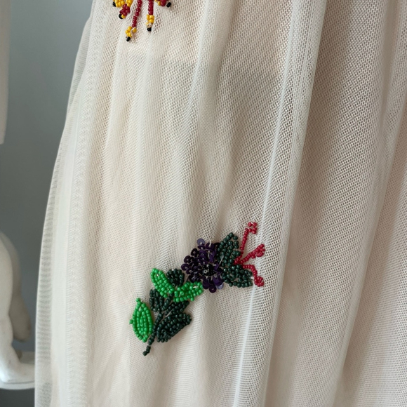 zara Floral Embroidered mesh beaded Dress - Picture 7 of 14